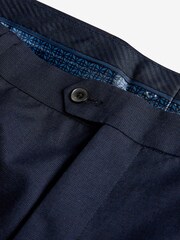 Navy Blue Tailored Wool Mix Textured Suit: Trousers - Image 6 of 8