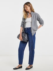 JD Williams Grey Sponge Rib Zip Through Cardigan - Image 1 of 4