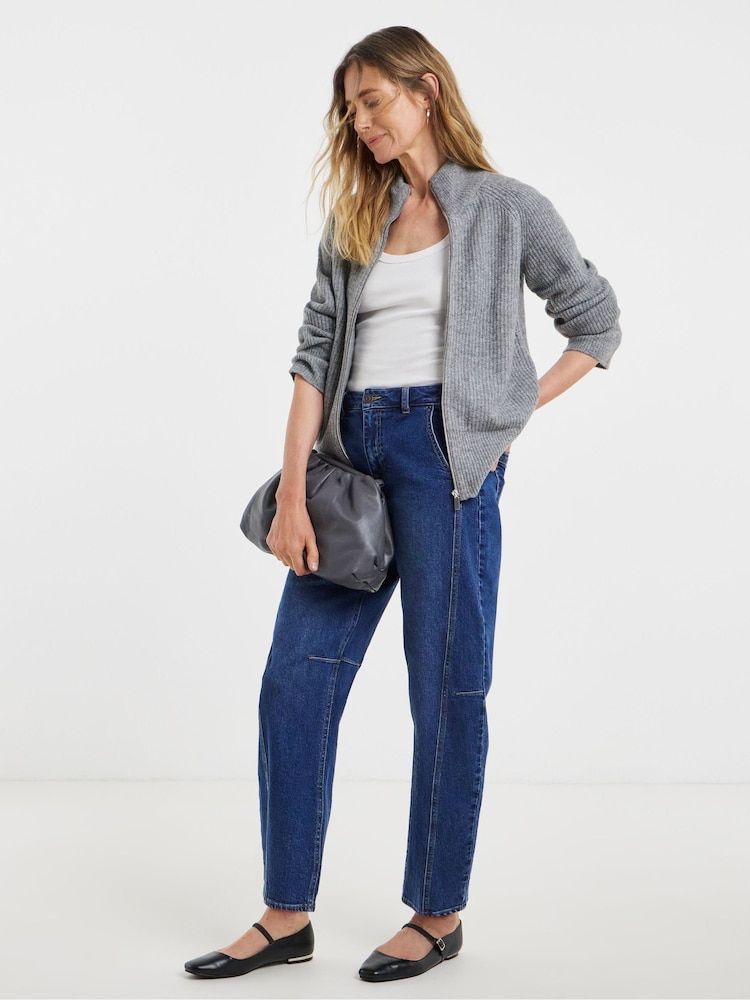 JD Williams Grey Sponge Rib Zip Through Cardigan - Image 1 of 4 JD Williams Grey Sponge Rib Zip Through Cardigan - Image 1 of 4