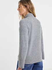 JD Williams Grey Sponge Rib Zip Through Cardigan - Image 2 of 4
