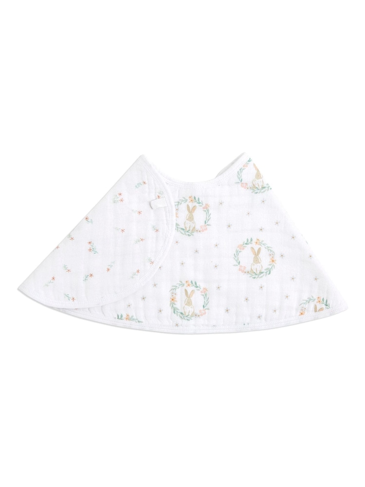 aden + anais Pink Baby Essentials Bunnies 100% Cotton Muslin Burpy Bib - Image 3 of 5