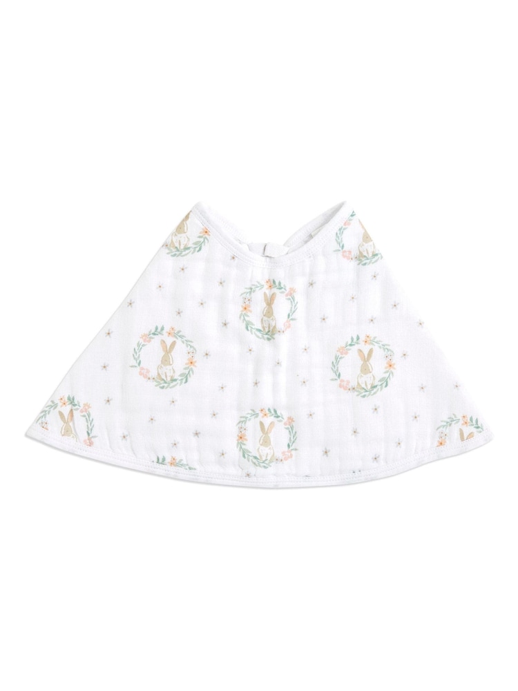 aden + anais Pink Baby Essentials Bunnies 100% Cotton Muslin Burpy Bib - Image 4 of 5