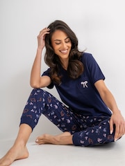 Pour Moi Blue Cotton Jersey Short Sleeve Pyjamas Set - Image 1 of 4