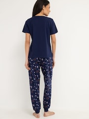 Pour Moi Blue Cotton Jersey Short Sleeve Pyjamas Set - Image 3 of 4