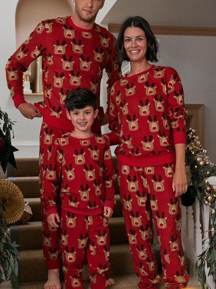 Red Reindeer Matching Family Womens Cosy Pyjamas - Image 2 of 8