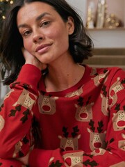 Red Reindeer Matching Family Womens Cosy Pyjamas - Image 4 of 8