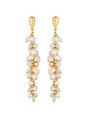 Mood Gold Tone Pearl And Polished Cluster Long Drop Earrings - Image 1 of 4