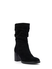 Dune London Black Prominent Ruched Heeled Ankle Boots - Image 3 of 7