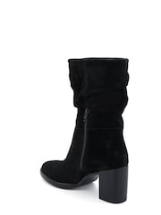 Dune London Black Prominent Ruched Heeled Ankle Boots - Image 5 of 7