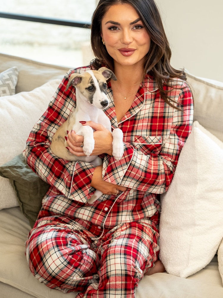 Pour Moi Red/Cream Cosy Check Brushed Cotton Pyjamas Gift Set - Image 1 of 4 Pour Moi Red/Cream Cosy Check Brushed Cotton Pyjamas Gift Set - Image 1 of 4