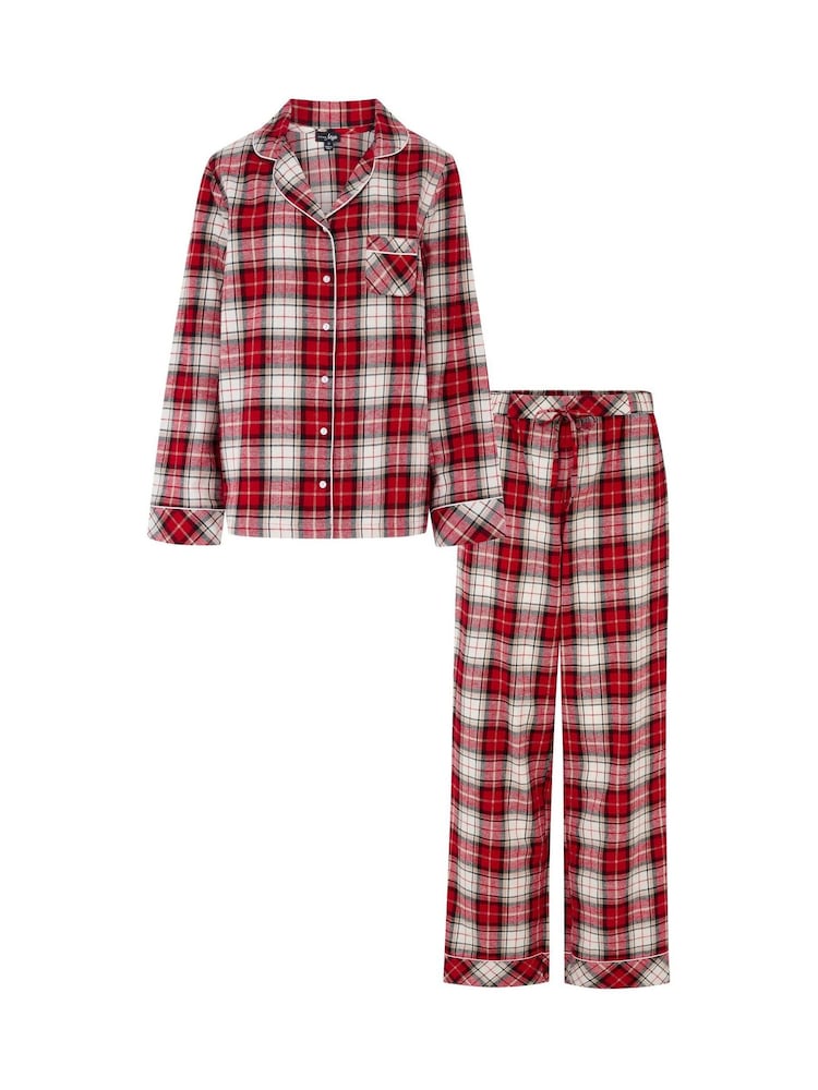 Pour Moi Red/Cream Cosy Check Brushed Cotton Pyjamas Gift Set - Image 4 of 4 Pour Moi Red/Cream Cosy Check Brushed Cotton Pyjamas Gift Set - Image 4 of 4