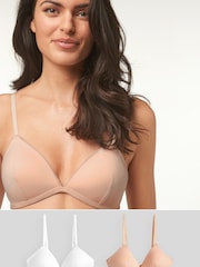 Nude/White First Bra Light Pad Non Wire Bras 2 Pack - Image 1 of 8
