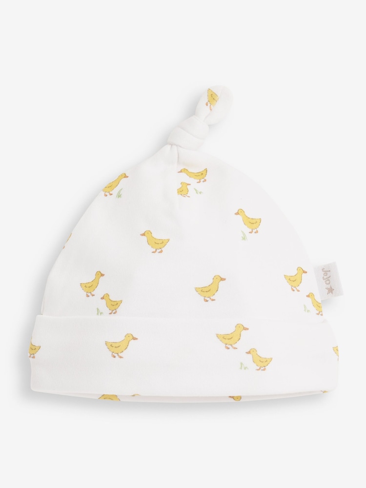 Amarillo con pato - Gorro de algodón con estampado para bebé de Jojo Maman Bébé - Imagen 2 de 3