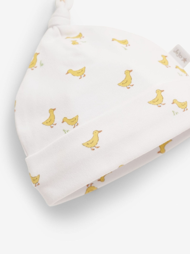 Amarillo con pato - Gorro de algodón con estampado para bebé de Jojo Maman Bébé - Imagen 3 de 3