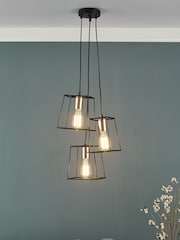 Dar Lighting Black Tower 3 Light Ceiling Light Pendant - Image 1 of 4