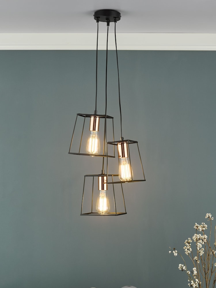 Dar Lighting Black Tower 3 Light Ceiling Light Pendant - Image 1 of 4