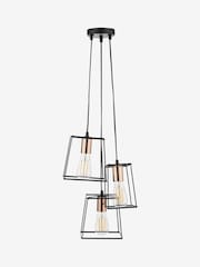 Dar Lighting Black Tower 3 Light Ceiling Light Pendant - Image 3 of 4