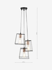 Dar Lighting Black Tower 3 Light Ceiling Light Pendant - Image 4 of 4