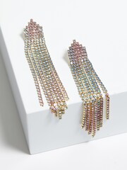 Mood Silver Tone Tonal Mix Diamante Shower Drop Earrings - Image 2 of 4