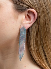 Mood Silver Tone Tonal Mix Diamante Shower Drop Earrings - Image 4 of 4