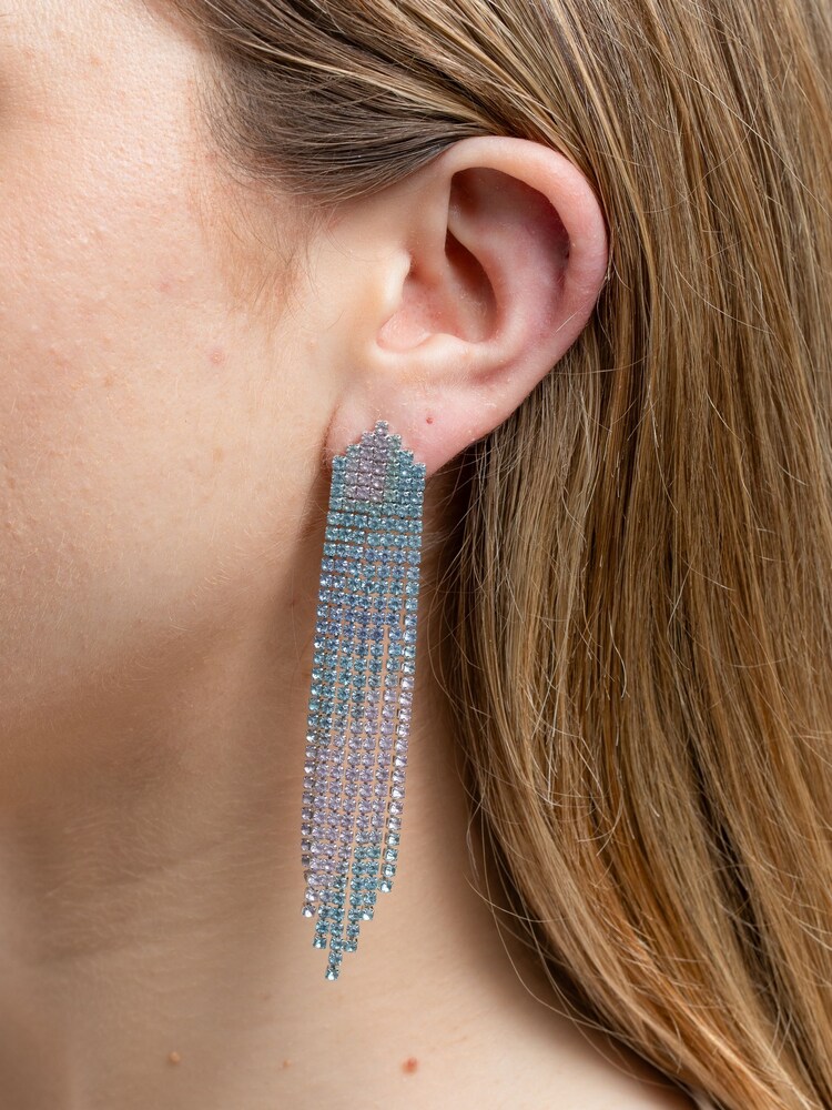 Mood Silver Tone Tonal Mix Diamante Shower Drop Earrings - Image 4 of 4