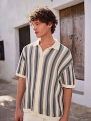Green/Ecru White Relaxed Crochet Button Through 100% Cotton Shirt - Image 3 of 6