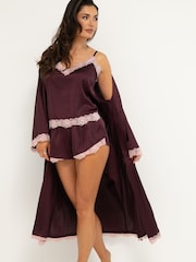 Pour Moi Dusk Spaghetti-Top und Shorts aus Satin mit Spitzenborten - Bild 2 von 4