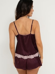 Pour Moi Dusk Spaghetti-Top und Shorts aus Satin mit Spitzenborten - Bild 3 von 4