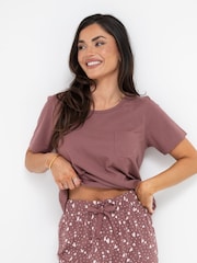 Pour Moi Brown Cotton Jersey Short Sleeve Pyjamas Set - Image 2 of 4