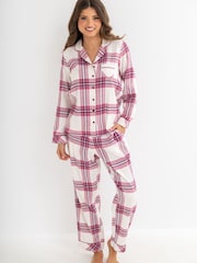 Pour Moi Pink Cosy Check Brushed Cotton Pyjamas Gift Set - Image 2 of 4