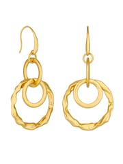 Mood Gold Tone Polished Fluid Multi Ring Fish Hook Drop Earrings - Image 5 of 5
