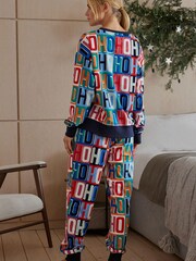 Navy Blue HoHoHo Matching Family Womens Cosy Pyjamas - Image 3 of 8