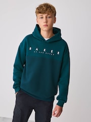 Baker by Ted Baker Teal Blue Oversized Textured Hoodie - Image 1 of 11