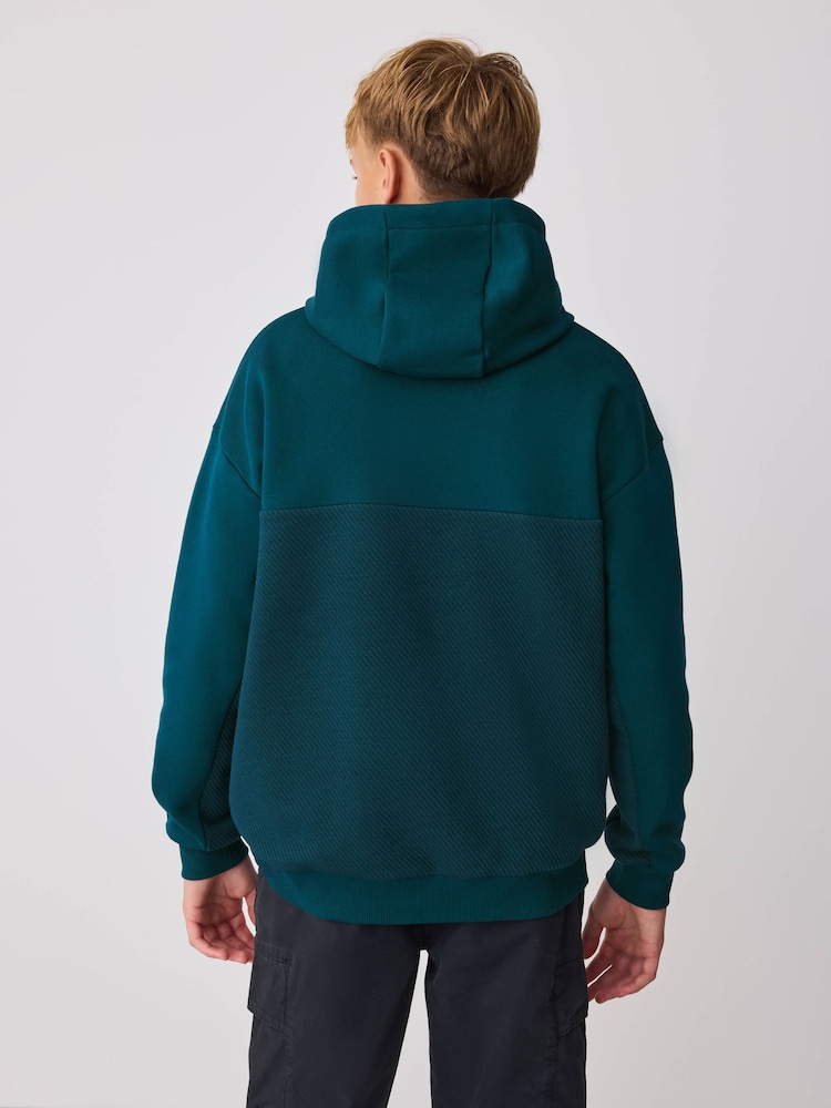 Baker by Ted Baker Teal Blue Oversized Textured Hoodie - Image 2 of 11 Baker by Ted Baker Teal Blue Oversized Textured Hoodie - Image 2 of 11