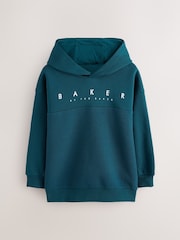 Baker by Ted Baker Teal Blue Oversized Textured Hoodie - Image 5 of 11