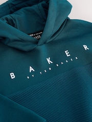 Baker by Ted Baker Teal Blue Oversized Textured Hoodie - Image 8 of 11