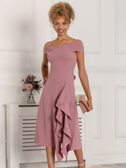 Jolie Moi Desiree Ausgestelltes Kleid mit Rüschen, Mauve - Bild 1 von 5