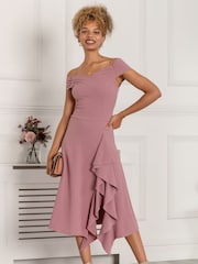 Jolie Moi Desiree Ausgestelltes Kleid mit Rüschen, Mauve - Bild 3 von 5