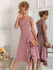 Jolie Moi Desiree Ausgestelltes Kleid mit Rüschen, Mauve - Bild 4 von 5