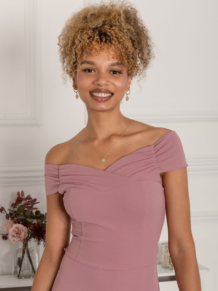 Jolie Moi Desiree Ausgestelltes Kleid mit Rüschen, Mauve - Bild 5 von 5