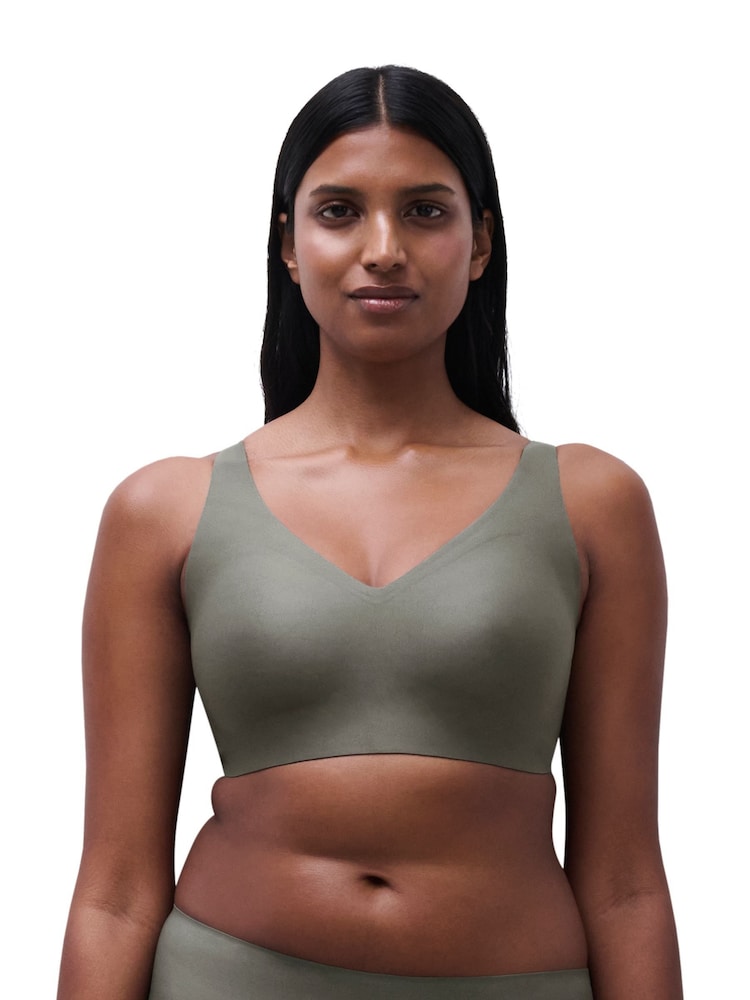 Chantelle Clay Green Soft Stretch Power Plunge Non Wired Support Bra - Image 1 of 4 Chantelle Clay Green Soft Stretch Power Plunge Non Wired Support Bra - Image 1 of 4