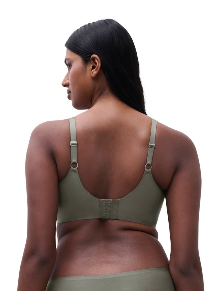 Chantelle Clay Green Soft Stretch Power Plunge Non Wired Support Bra - Image 2 of 4 Chantelle Clay Green Soft Stretch Power Plunge Non Wired Support Bra - Image 2 of 4