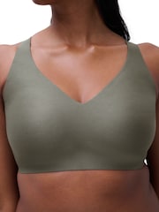 Chantelle Clay Green Soft Stretch Power Plunge Non Wired Support Bra - Image 3 of 4