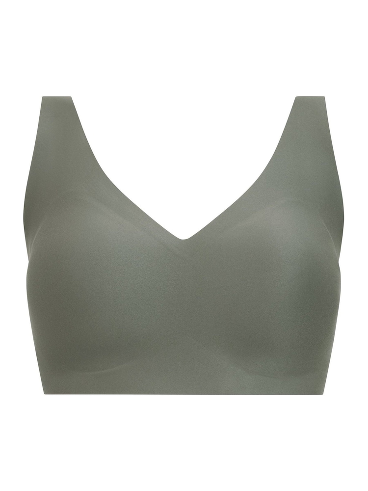Chantelle Clay Green Soft Stretch Power Plunge Non Wired Support Bra - Image 4 of 4 Chantelle Clay Green Soft Stretch Power Plunge Non Wired Support Bra - Image 4 of 4