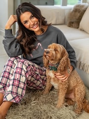 Pour Moi Grey Logo Sweatshirt  Cosy Check Pyjamas Set - Image 1 of 4