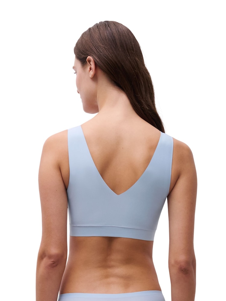 Chantelle Powder Blue Soft Stretch Seamless V-Neck Padded Bra - Image 2 of 4 Chantelle Powder Blue Soft Stretch Seamless V-Neck Padded Bra - Image 2 of 4