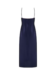 Pour Moi Navy Blue Dusk Satin and Lace Midi Chemise - Image 4 of 4