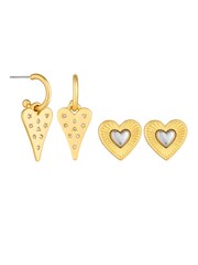 Mood Gold Tone Coloured Crystal Meaningful Charm Huggie Hoop Earrings 2 Pack - Image 1 of 4