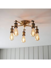 Gallery Home Antique Brass 5 Light Flush Hamilton Flush Ceiling Light - Image 1 of 3