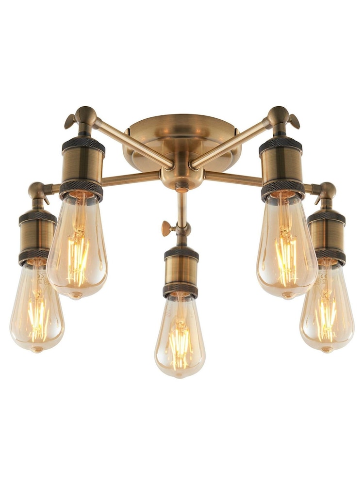 Gallery Home Antique Brass 5 Light Flush Hamilton Flush Ceiling Light - Image 3 of 3
